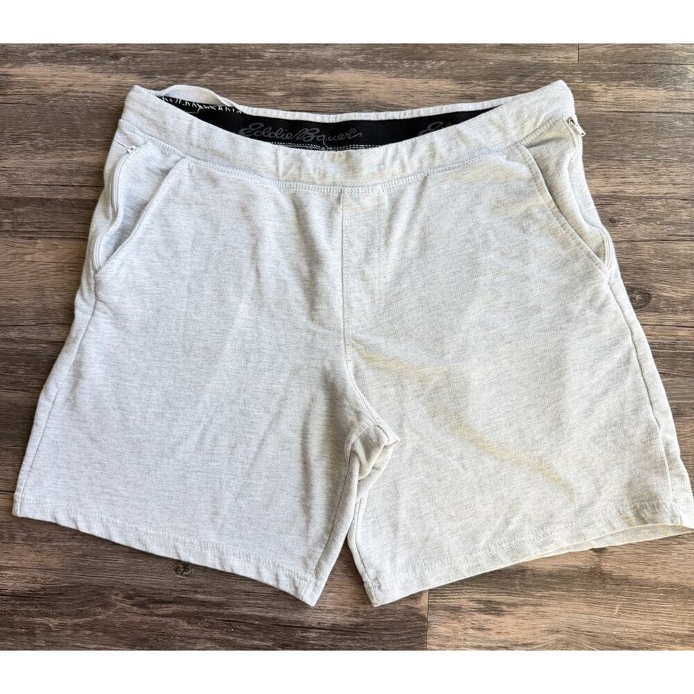 Eddie Bauer Shorts Men L Gray 7” Inseam Drawstring Athletic Lounge Casual Loose